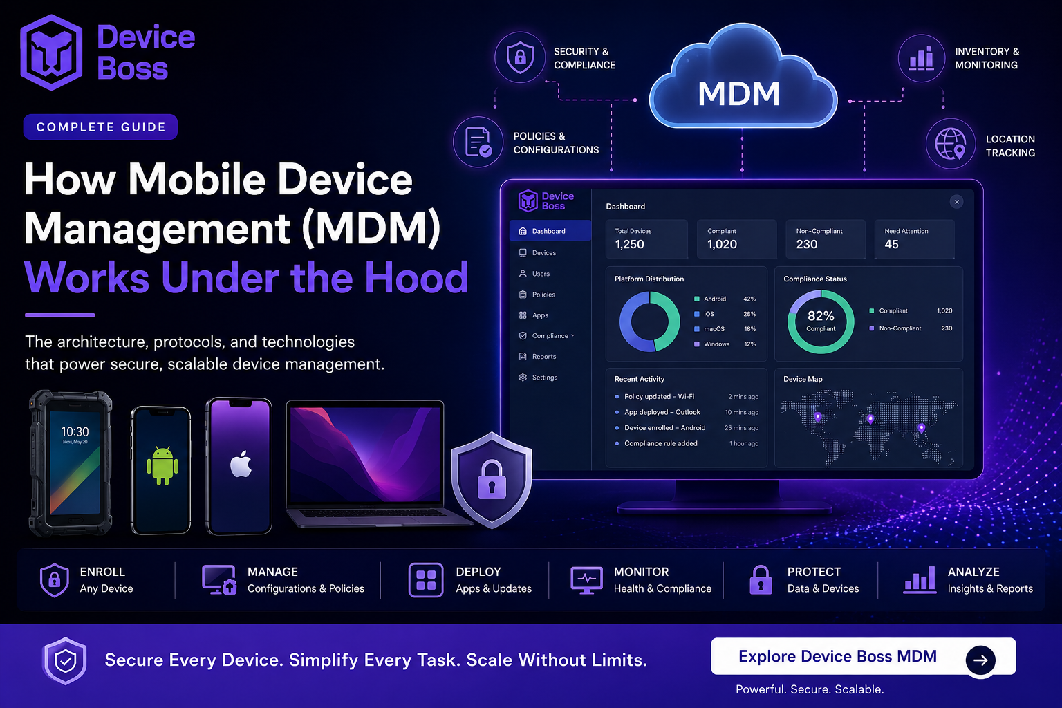 How Mobile Device Management (MDM) Works Under the Hood: The Complete Guide for Android, Apple (iPhone, iPad, macOS) and Enterprise Devices